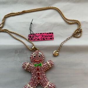 Betsey Johnson Gold Gingerbread Charm Necklace